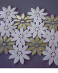 Antique Mirror & Thassos Daisy Flowers Mosaic Tile | TileBuys