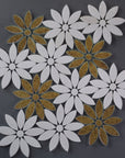 Antique Mirror & Thassos Daisy Flowers Mosaic Tile | TileBuys