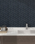 Arleta Glossy Ceramic Dark Navy Blue Triangle Mosaic Tile - TileBuys