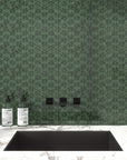 Forest Green Ceramic Triangle Mosaic Tile Backsplash