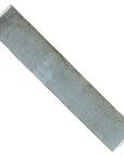 Closeup of a single ceramic subway tile with pale aquamarine blue color and gray accents