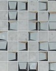 Bianco Carrara Marble and Glass Modern Cube 3D Mosaic Tile