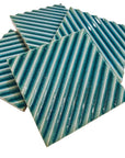 Blue Green Crackle Porcelain Ribbed 5x5 Tiles - TileBuys