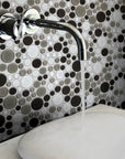 Brown, Beige & White Glass Mosaic Penny Circle Round Tile - TileBuys