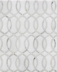 Calacatta and Thassos Marble Waterjet Mosaic Tile in Interlocked Ovals - TileBuys