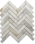 Calacatta (Calcutta) Gold Marble 1x4” Herringbone Mosaic Tile - TileBuys