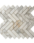 Calacatta (Calcutta) Gold Marble 1x4” Herringbone Mosaic Tile - TileBuys