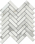 Calacatta (Calcutta) Marble 1x4” Herringbone Mosaic Tile - TileBuys