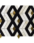 Calacatta Gold, Black Marble & Brass Geometric Mosaic Tile