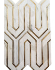 Calacatta Marble and Gold Aluminum Metal Arrow Pattern Waterjet Mosaic Tile