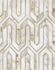 Calacatta Gold Marble and Gold Metal Waterjet Mosaic Tile in Greek Key Meandros - TileBuys