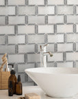 Carrara Marble Subway Mosaic Tile Bathroom Backsplash