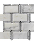 Carrara Marble Subway Mosaic Tile with Border