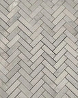 Carrara Venato Marble 1x3 Herringbone Mosaic Tiles