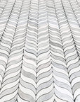 Carrara & Thassos Marble Feather Leaf Mosaic Tile in Tranquil Grace Wings - TileBuys