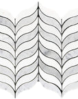 Carrara & Thassos Marble Feather Leaf Mosaic Tile in Tranquil Grace Wings - TileBuys