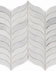 Carrara Venato Marble Feather Leaf Mosaic Tile in Mindful Grace Wings