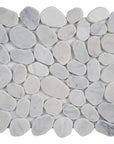 Carrara White Marble - Flat Pebble Pattern Mosaic Tiles for Bathroom Floors - TileBuys