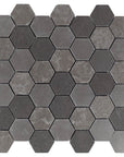 Multi Finish Porcelain Charcoal Gray Hexagon Mosaic Tile