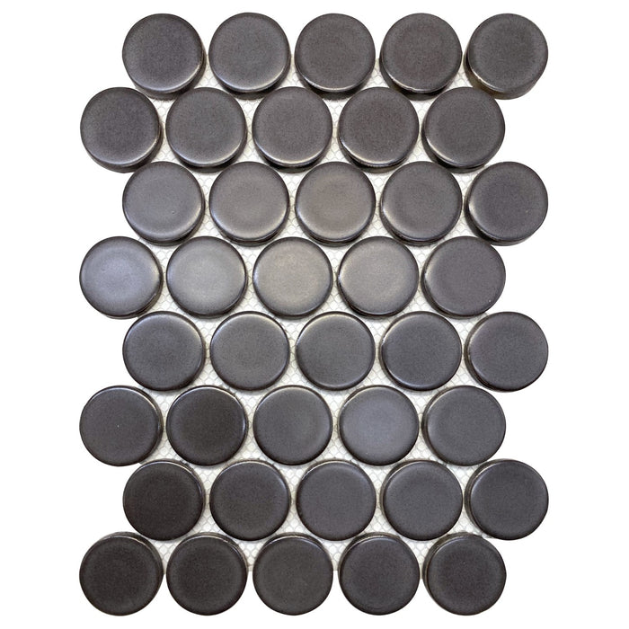 Matte Dark Gray Ceramic 2" Penny Rounds Tile