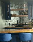 Distressed Nonbeveled Antique Mirror Glass Subway Tile Backsplash