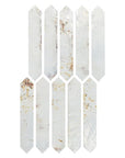 Distressed Rustic White & Rust Red Ceramic Picket Tile Backsplash - TileBuys