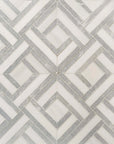 Dolomite & Blue Celeste Marble Lattice Weave Waterjet Mosaic Tile - TileBuys