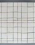 Dolomite White Irregular Squares Waterjet Mosaic Tile on Gray Background