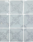 Fleur De Lis Deco 5 x 5 Tile in Glossy Sky Blue Ceramic - TileBuys