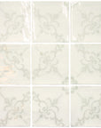 Fleur De Lis Deco 5 x 5 Tile in Glossy White Ceramic - TileBuys