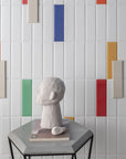 Accent Wall Featuring Colorful Subway Tiles