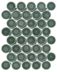 Glossy Ceramic Dark Forest Green Penny Round Mosaic Tile
