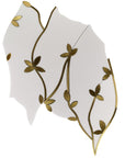 Golden Wild Flowers Waterjet Mosaic Tile in White Thassos Marble & Brass | TileBuys