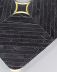 Luxe Nero Black Marble with Brass Inlay Waterjet Mosaic Tile - TileBuys