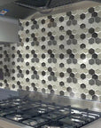3D Hexagon Glass Tile Stove Backsplash