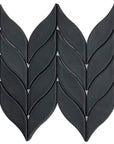 Matte Black Ceramic Leaf Mosaic Tile