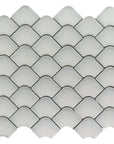 Matte glass mini fan mosaic tile in cotton white