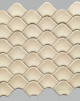 Linen Beige Matte Glass Mini Fan Mosaic Tile