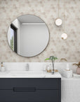 Sand Color Matte Patterned Glass Hexagon Mosaic Tile Bathroom Backsplash