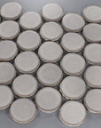 Closeup of Matte Silver Gray Penny Mosaic Tile