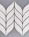 Matte White Leaf Tile on Gray Background