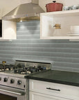 Modern Gray Textured Glass Subway Mosaic Tile Kitchen Backsplash