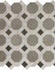 Closeup of Gray Marble Octagon Trellis Diamond Pattern Mosaic Tile