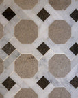 Closeup of Octagon Trellis Diamond Marble Mosaic Tile