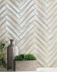 Perla Glossy Antique White Patterned Ceramic Thin Brick Tile - TileBuys