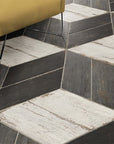 Distressed White, Black & Gray Wood Look Porcelain Tile Floor