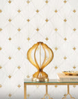 Thassos White Marble and Brass Sunray Waterjet Mosaic Tile - TileBuys