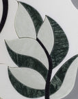 Thassos White, Nero Black, and Verde Green Leaf Marble Waterjet Mosaic Tile - TileBuys