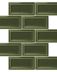 Victorian Olive Green Ceramic Beveled Edge Subway Tile - TileBuys