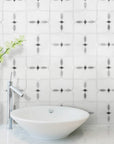 White Thassos & Palissandro Blue Marble Villa Deco Tile Bathroom Backsplash